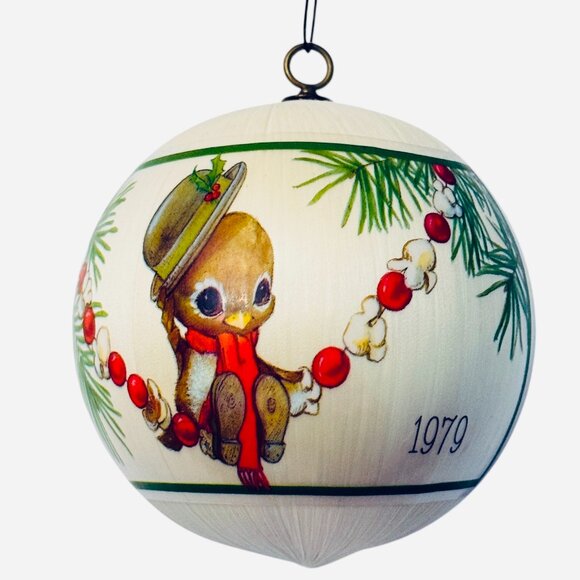 Hallmark Vintage 1979 Satin Ornament Spencer Sparrow Celebrating Keepsake - Picture 1 of 9